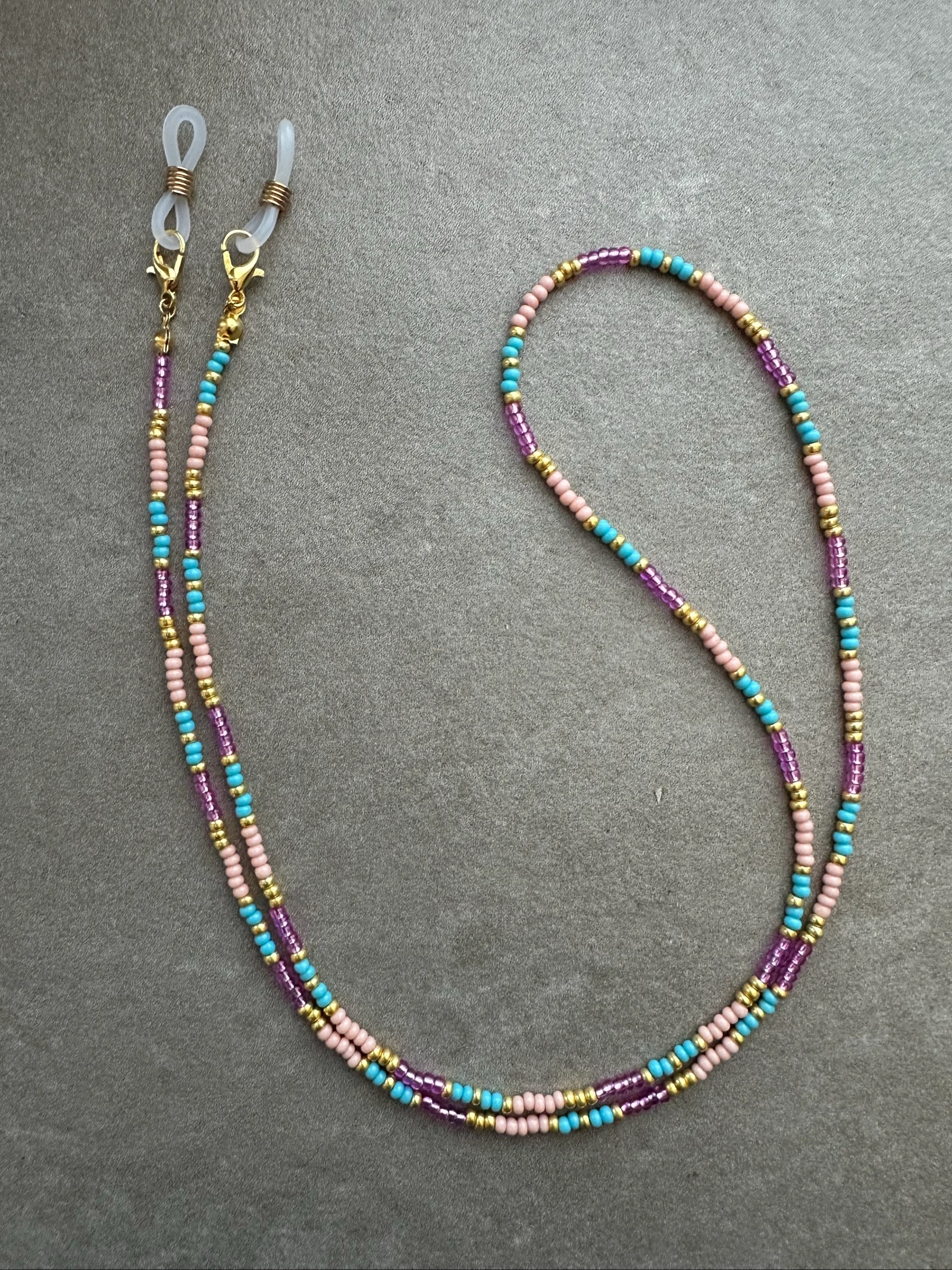 Brilkoord lichtroze, roze en blauw